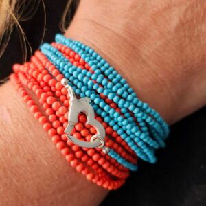 Pulsera doble piedra turquesa y Coral