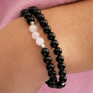 Duo pulseras Turmalina y cuarzo rosa