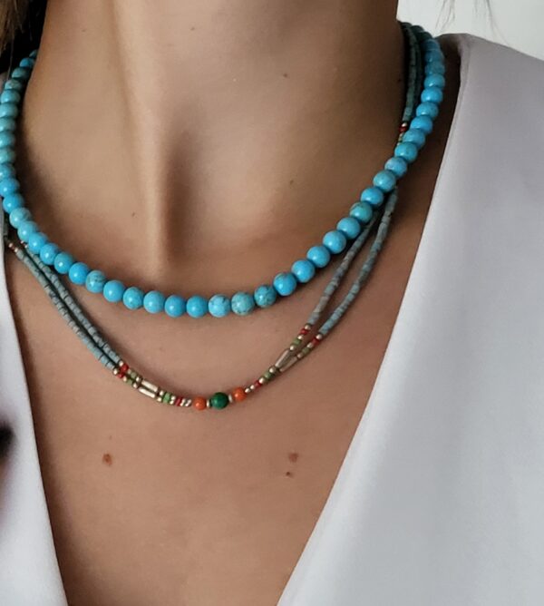 Collar triple turquesa coral