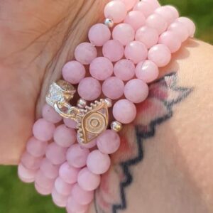 4 pulseras Cuarzo rosa ojito